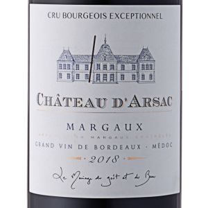 CHATEAU D'ARSAC CRU BOURGEOIS EXCEPTIONNEL MARGAUX AOC 2018GARRAFA