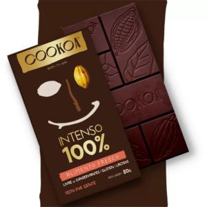  BARRA DE CHOCOLATE INTENSO 100% CACAU COOKOA 80GGARRAFA