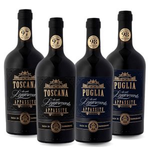 KIT CAIXA QUARTETO DUCA DI SARAGNANO TOSCANA E PUGLIA ROSSO APPASSIMENTO